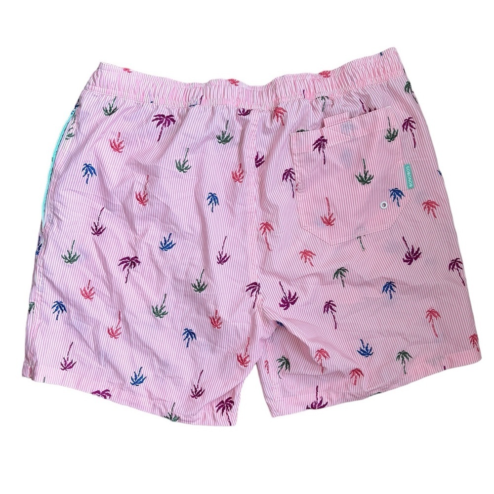 Bonobos Riviera Recycled Swim Trunks Pink Stripes Palm Trees 7” Inseam Size L - Picture 7 of 10